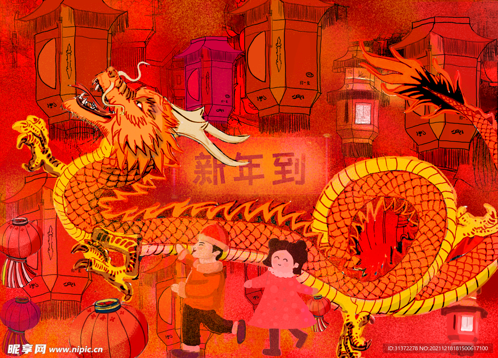   虎年舞狮国潮海报图片
