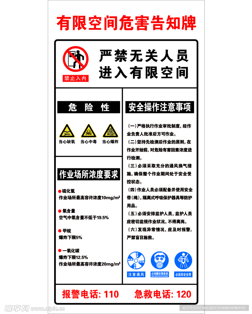 有限空间危害告知牌