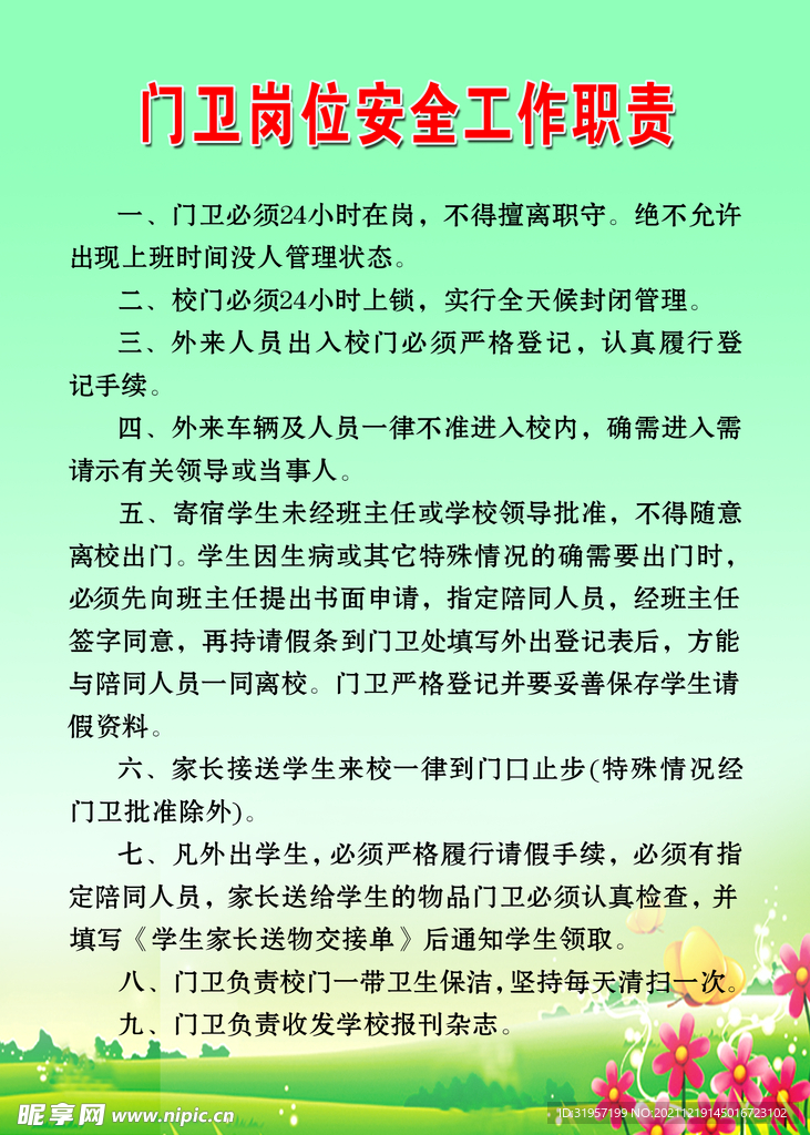 门卫岗位安全工作职责