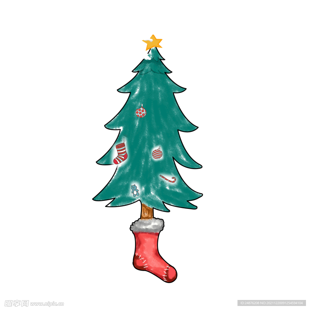 圣诞节圣诞树袜子 