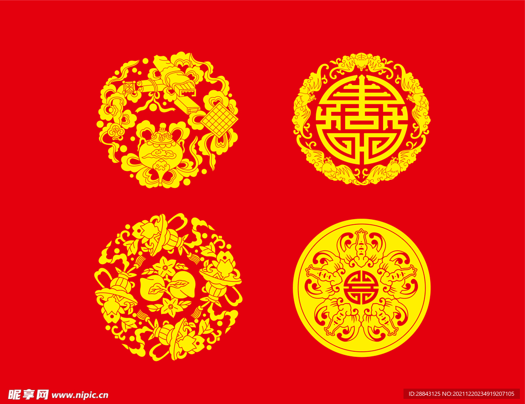 中国风国潮中式素材纹理矢量窗花