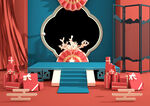 红色质感春节年货节海报背景