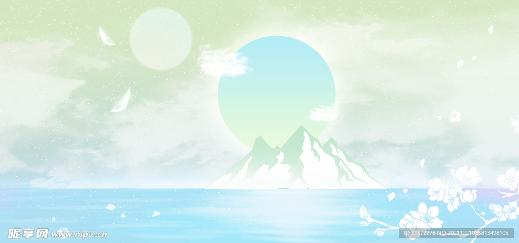创意手绘天空月亮图片 