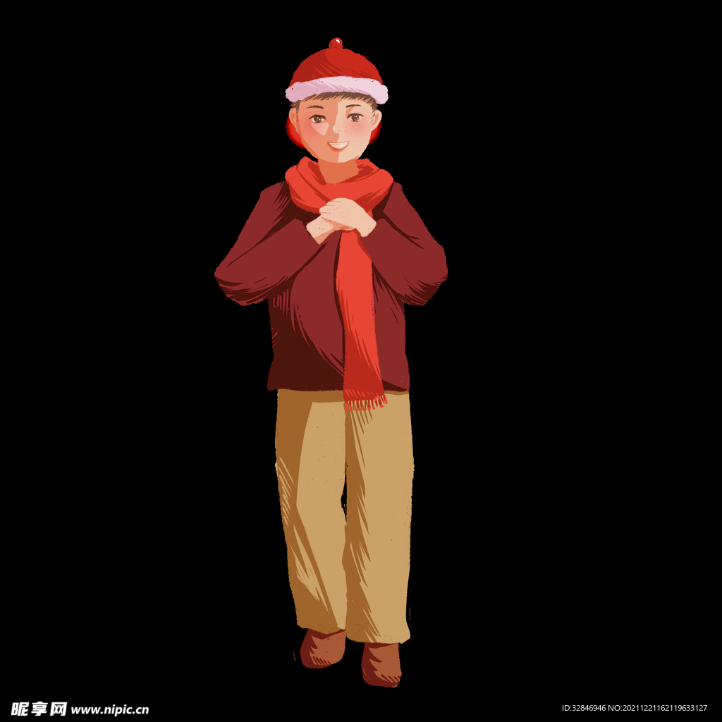 过年拜年的人透明素材