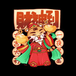 2022虎年卡通老虎吉祥话财神