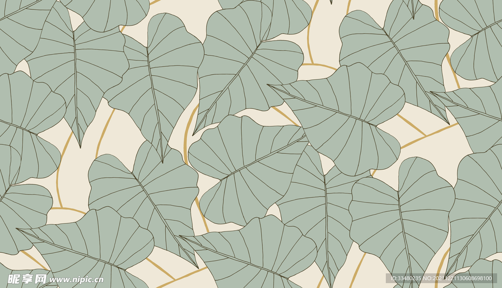 手绘植物叶子