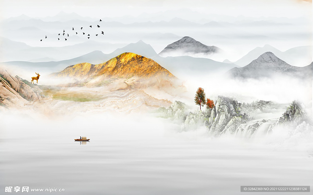 新中式山水背景