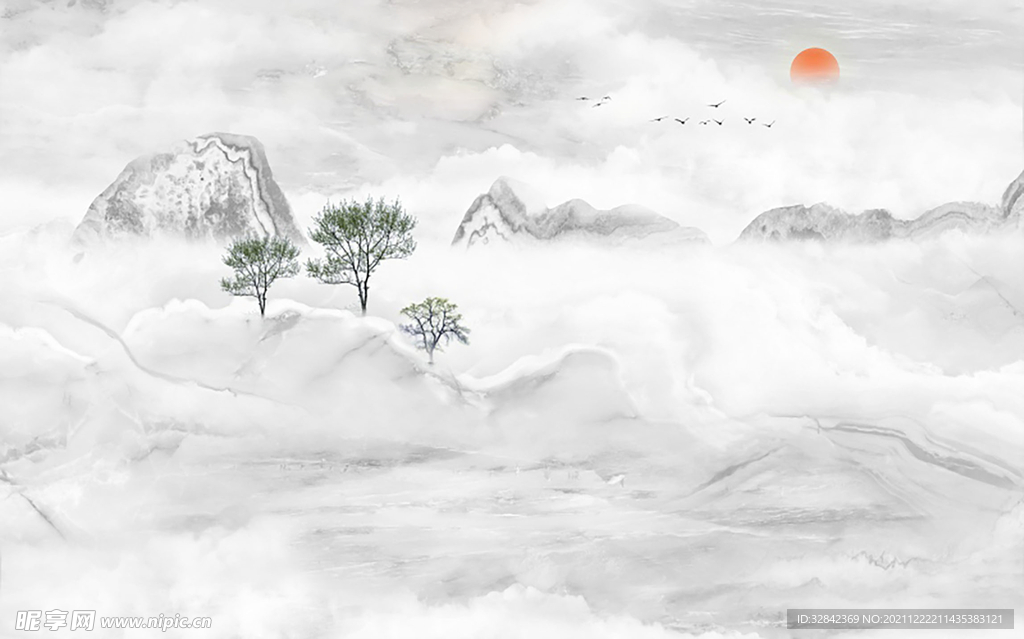 新中式山水背景