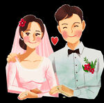 卡通手绘新郎新娘PNG素材