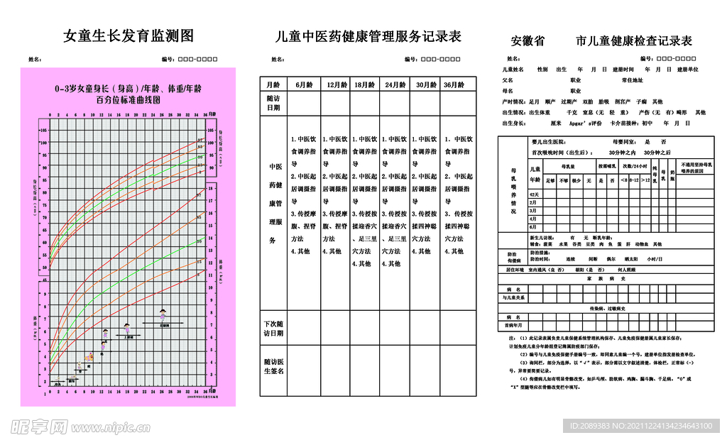 安徽省儿童健康检查记录表