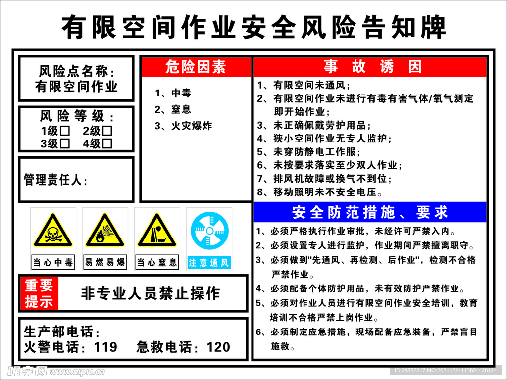 有限空间告知牌