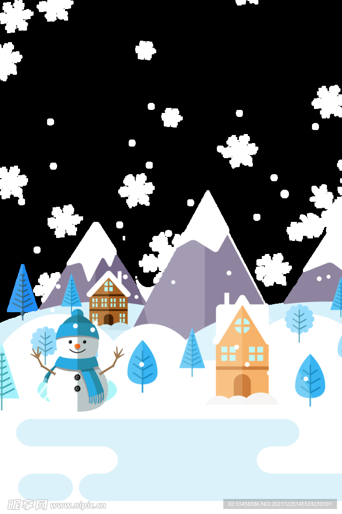 卡通雪景元素图