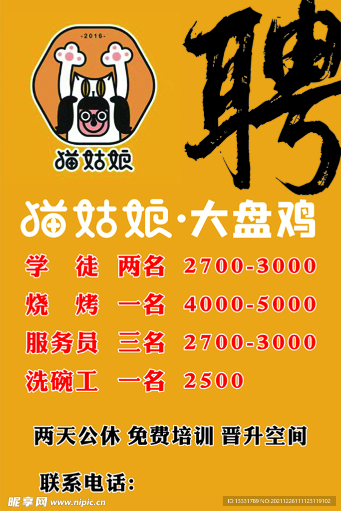 猫姑娘大盘鸡招聘海报