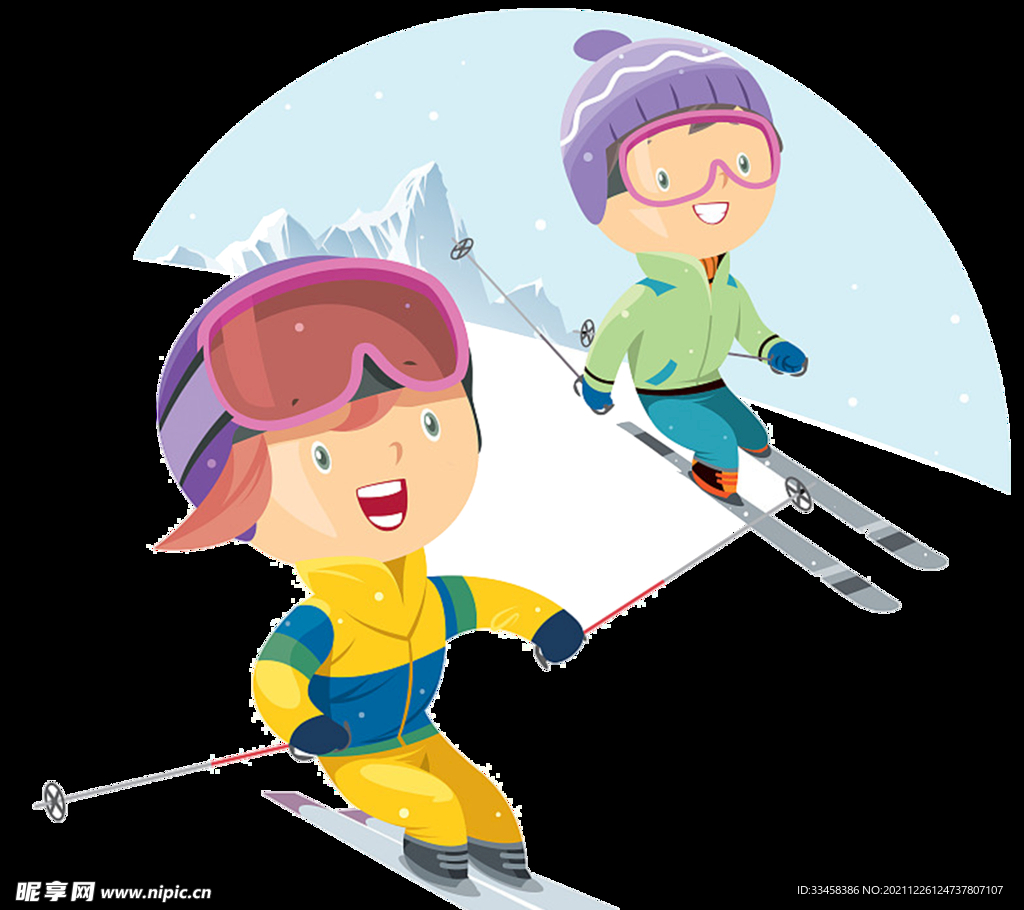 冬季旅游滑雪插画