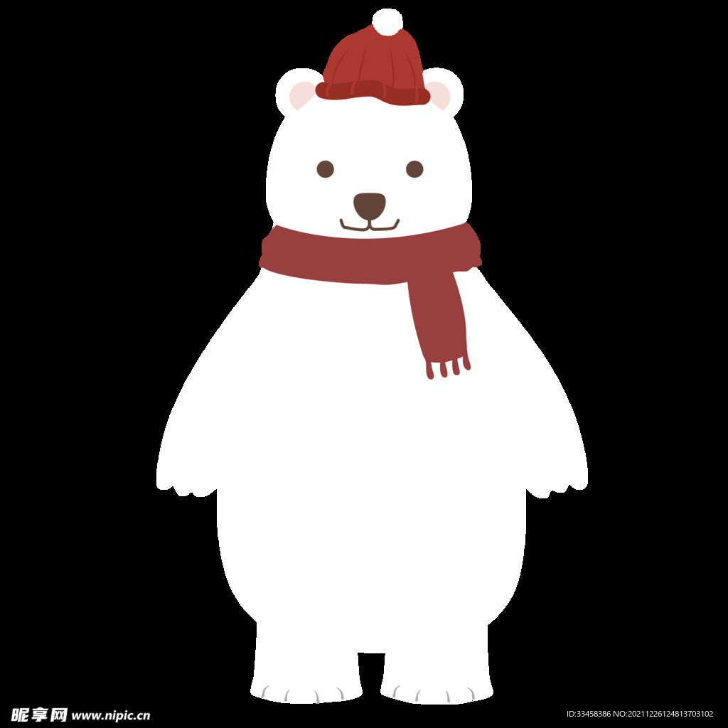 冬天围着围巾的北极熊矢量