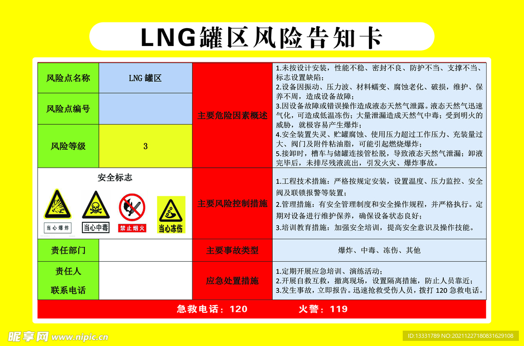 LNG罐区风险告知卡