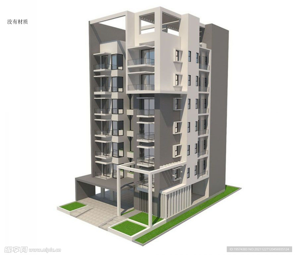 C4D模型公寓楼外观设计
