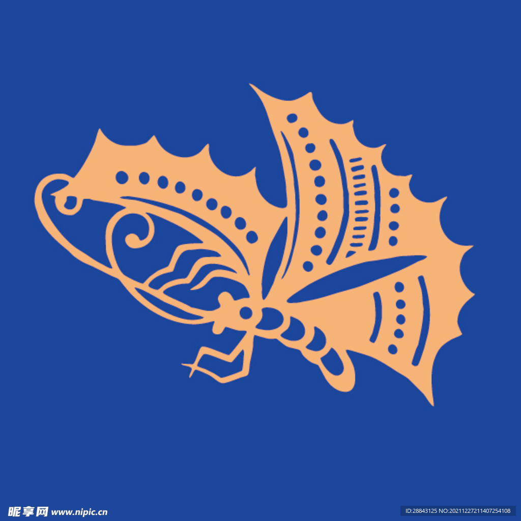蝴蝶动物国风矢量图形素材底纹