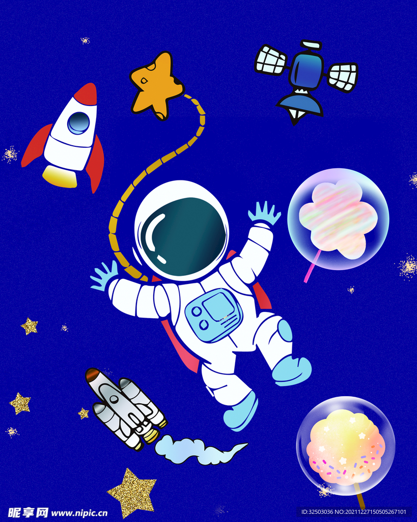 宇航员太空人棉花糖图画海报贴图