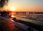 松花江畔冬季夕阳风光