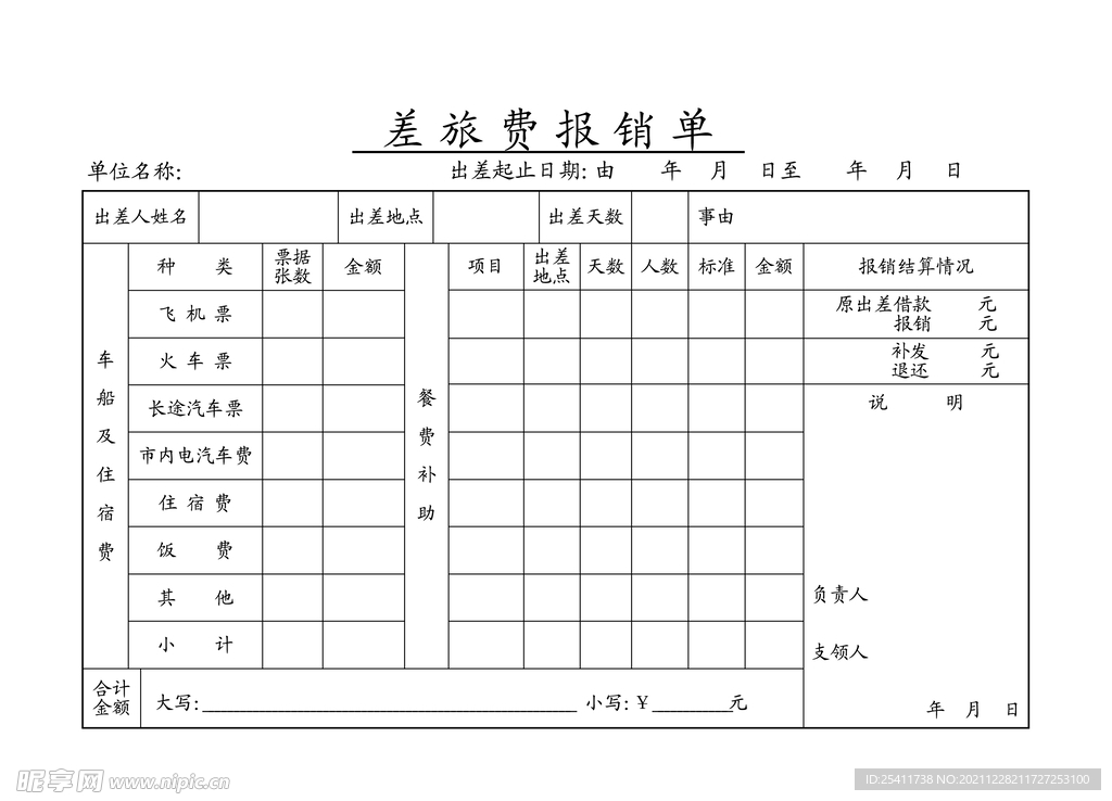 差旅费报销单