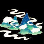 国潮风高山山水祥云