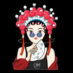 国潮手绘京剧美女