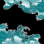 国潮中国风插画手绘海浪