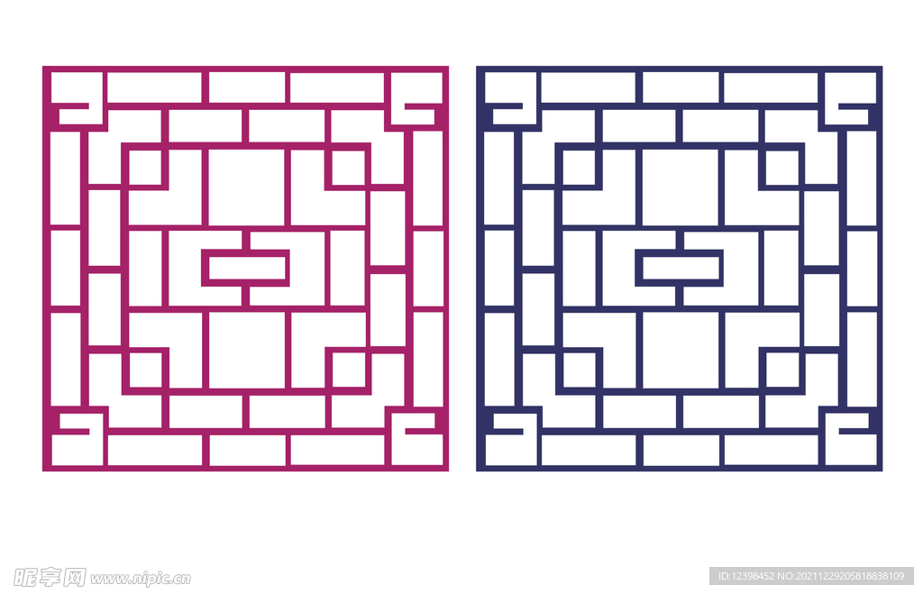 中式窗棂窗格边框PSD分层素材