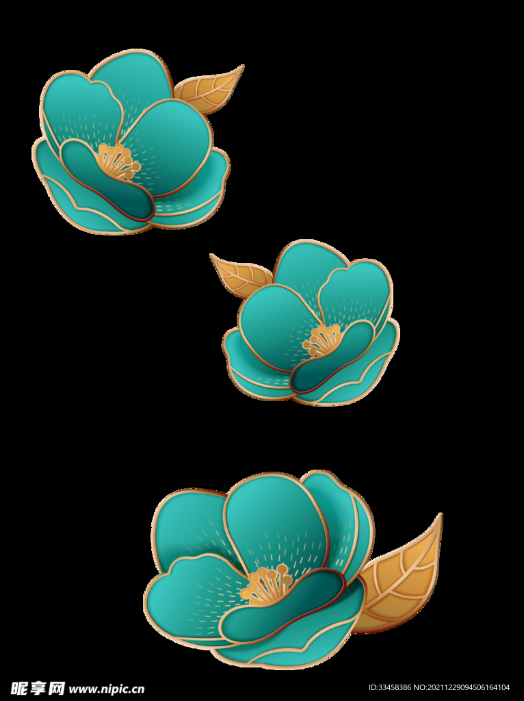 国潮绿色花朵