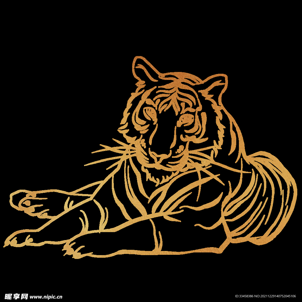 虎年剪纸风烫金素材