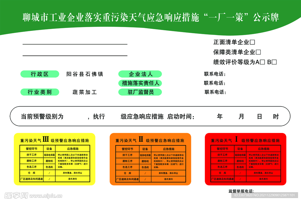 重污染天气公示牌