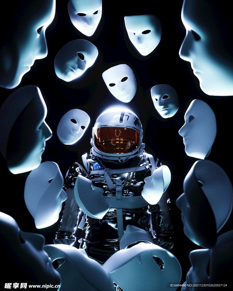 机器人科幻面具宇航员恐怖头盔