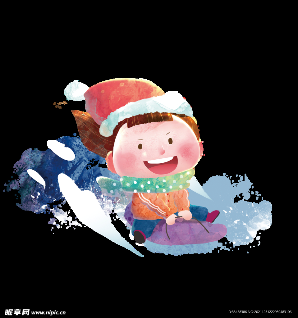 卡通滑雪女孩