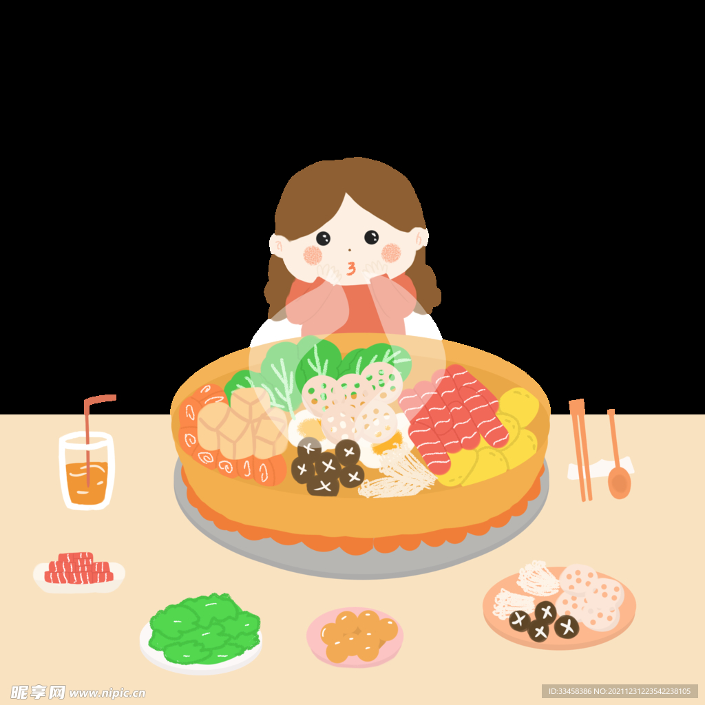 吃火锅的小女孩