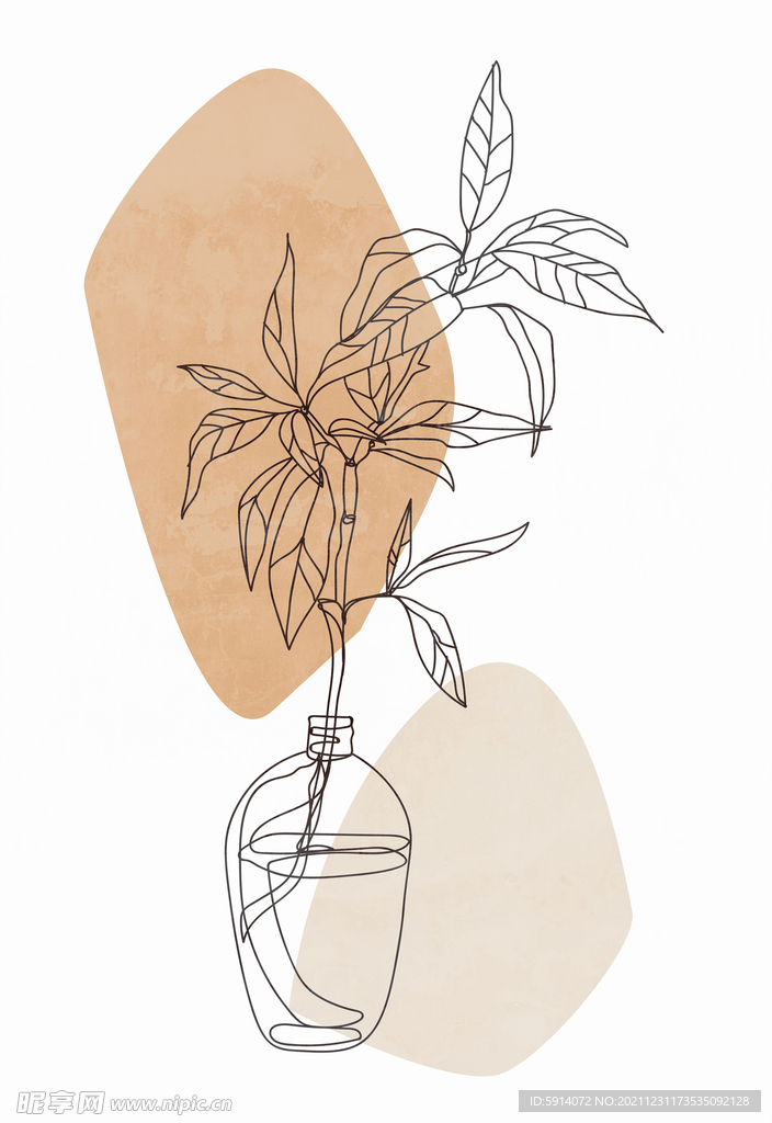 晶瓷画抽象花草