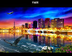 法国巴黎埃菲尔风景夜空图片