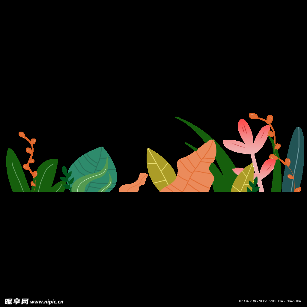 花草手绘卡通装饰五彩边框夏天