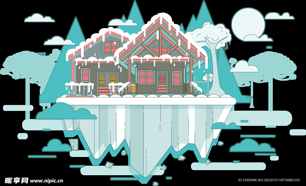 卡通矢量被冰雪覆盖的天空
