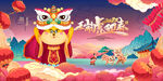 2022新年虎年横版展板海报