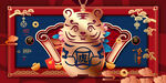 2022新年虎年横版展板海报