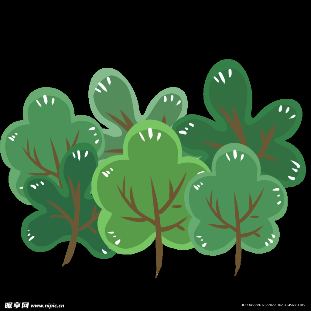 春天春季手绘扁平树