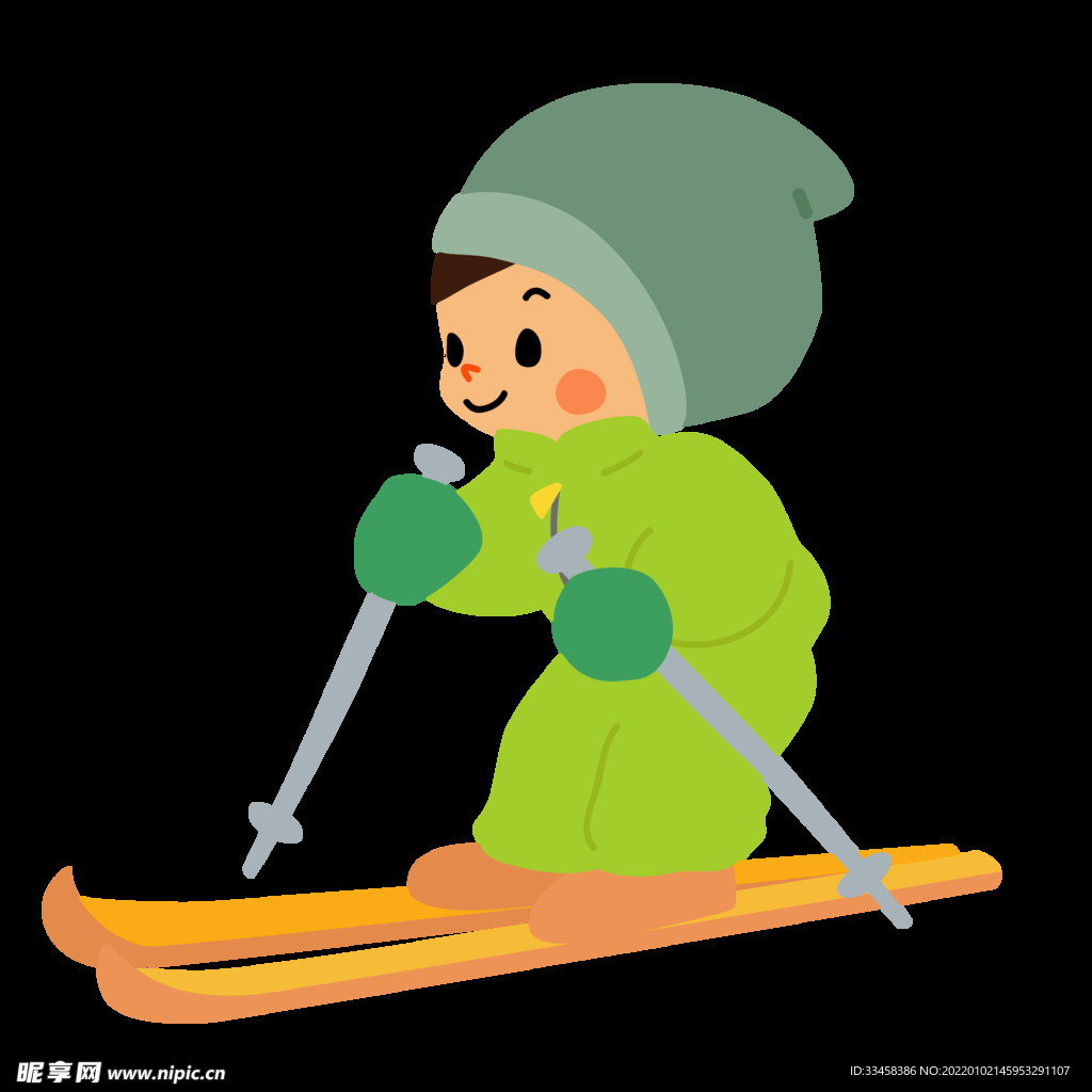 冬天可爱小朋友在滑雪