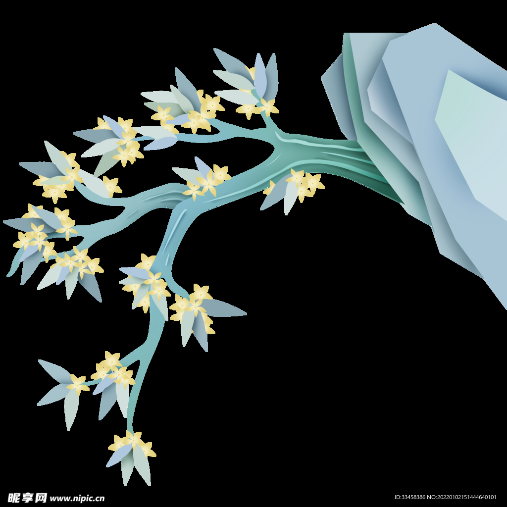 清明节中国风剪纸桂花