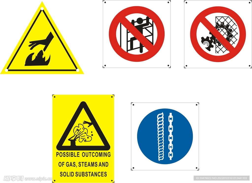 五种警告标示牌