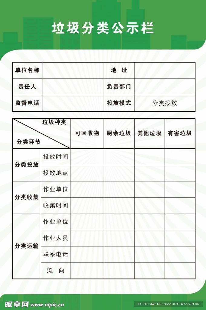 垃圾分类公示栏