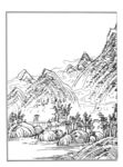 白描山水 