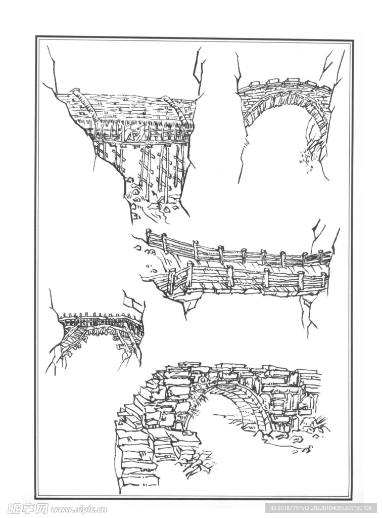白描山水