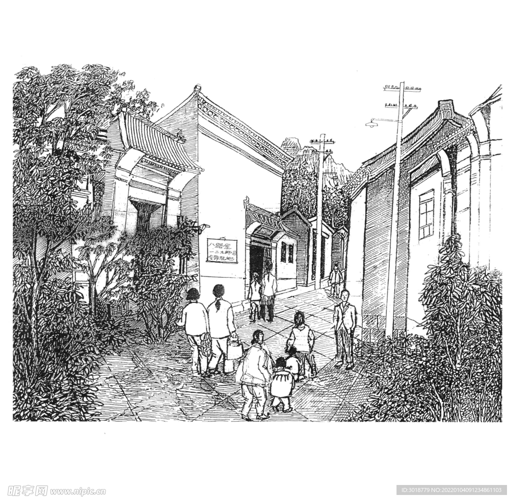 山水建筑人物