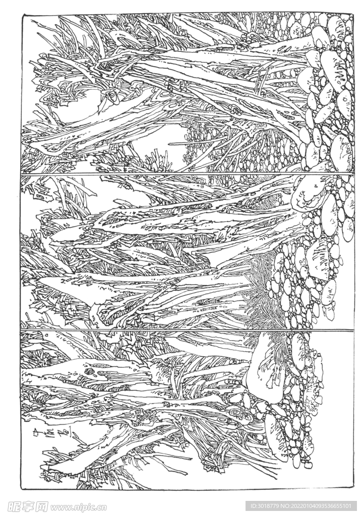 白描山水